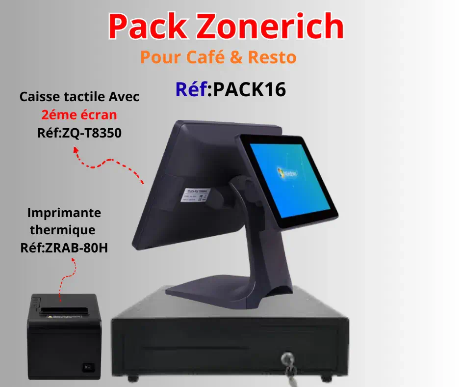 Pack Zonerich ZBM(Café & Resto,Point de Vente) - Pack Caisse Tactile | Onemag Tunisie