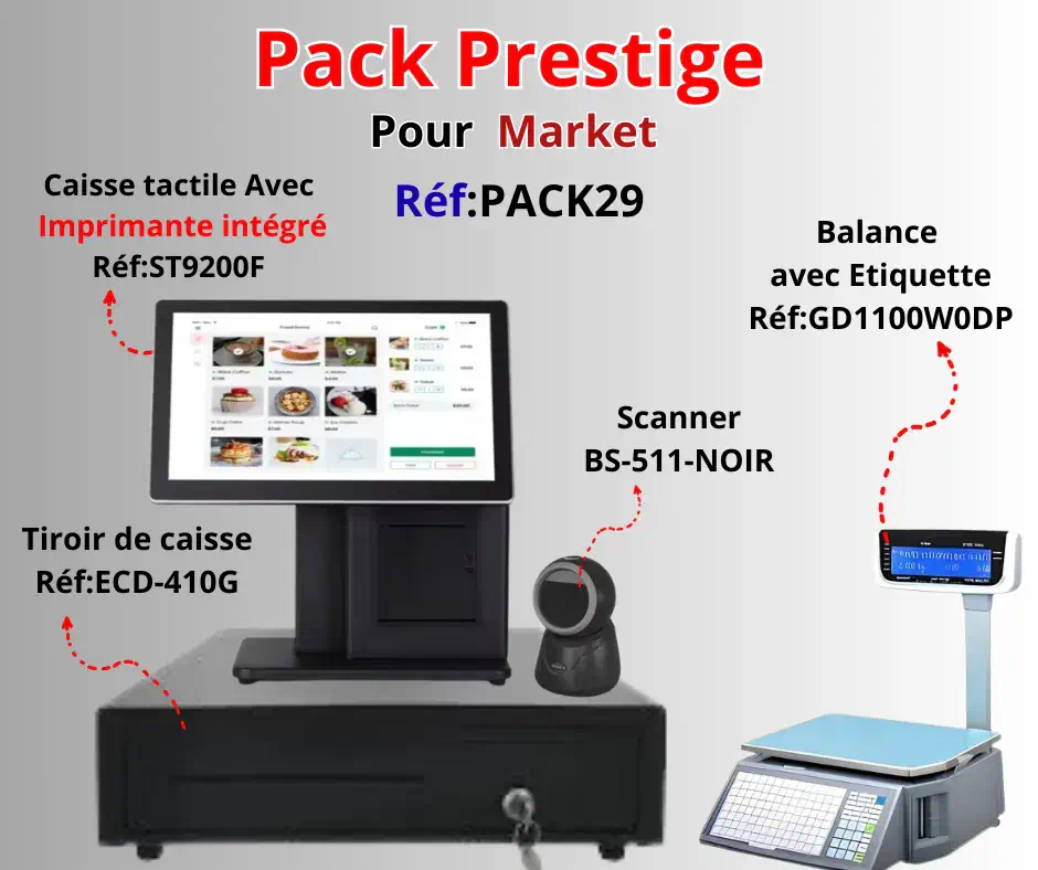 Pack Prestige(Café&Resto/Point de vente/Market) - Pack Caisse Tactile | Onemag Tunisie