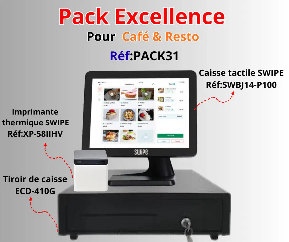 Pack Excellence Café&Resto(Pizzeria,FastFood) - Pack Caisse Tactile | Onemag Tunisie