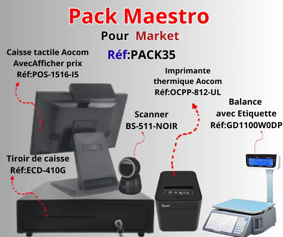 Pack Maestro (Café&Resto,Market,Point de Vente) - Pack Caisse Tactile | Onemag Tunisie