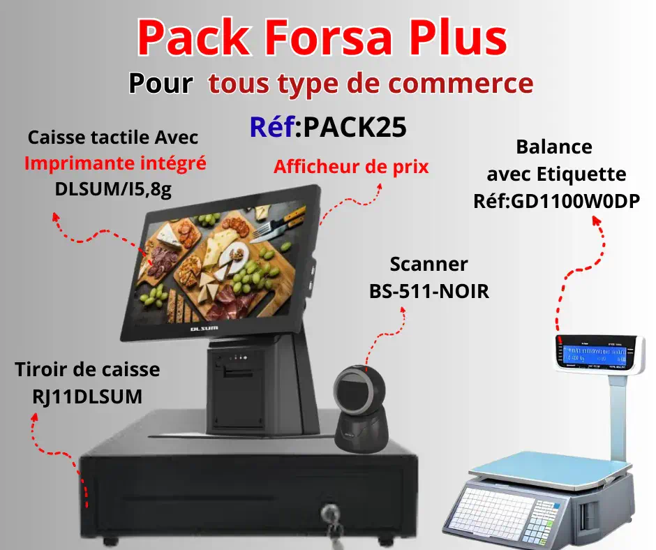 Pack Forsa Plus (Café&Resto,Market,Point de Vente) - Pack Caisse Tactile | Onemag Tunisie