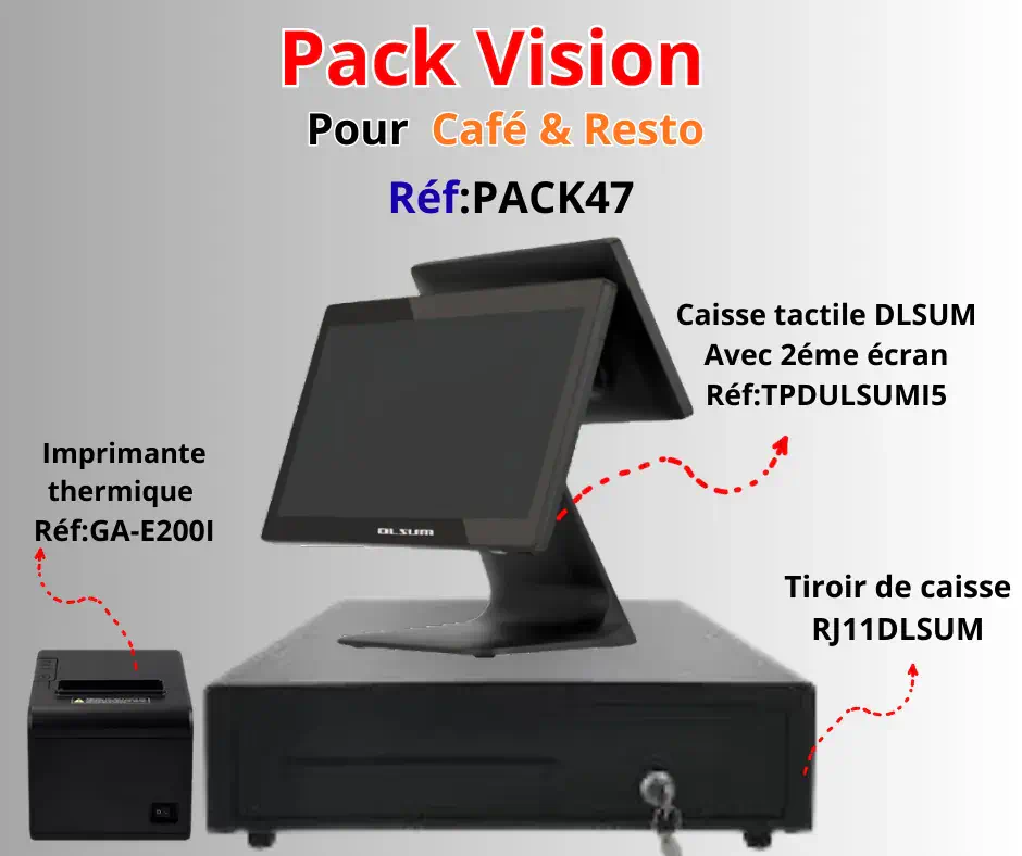 Pack Vision (Café&Resto,Market,Point de Vente) - Pack Caisse Tactile | Onemag Tunisie