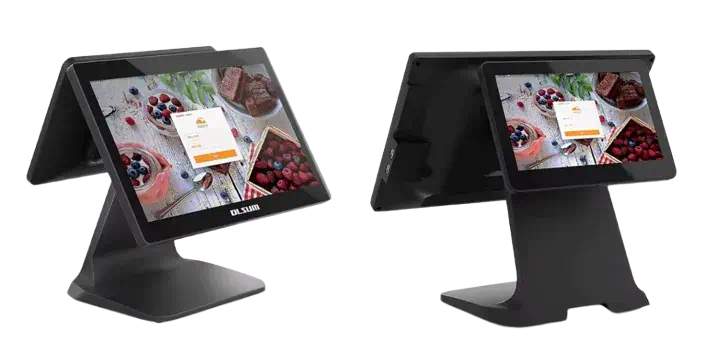PC Caisse Tactile Double Écran Premium DLSUM TP – Intel Core i5 | 15.6" + 11.6" (Noir) Configuration Ultime : Intel i5 / 8 Go RAM / 256 Go SSD / Second Écran Tactile Client 11.6" / Lecteur MSR + Clé Dallas (iButton) Intégrés / Windows - Matériel POS | Onemag Tunisie
